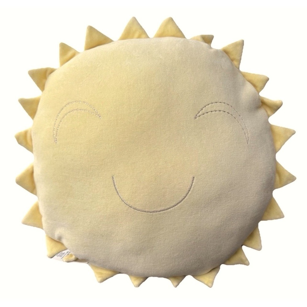 Pottery Barn Kids Sun Pillow Sunshine Yellow Smile Round Throw 16" Beach Space